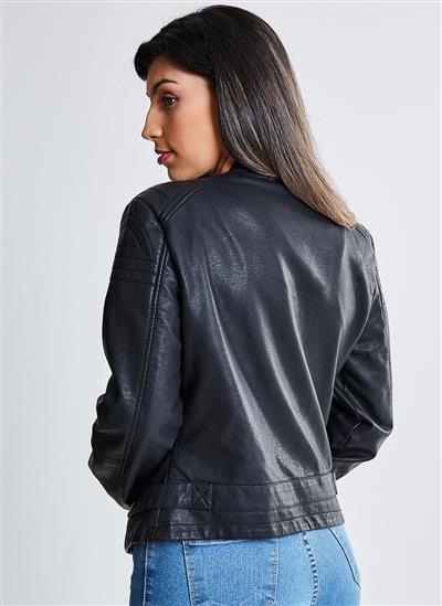 jaqueta sintetica feminina preta