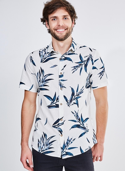 camisa masculina estampa tropical