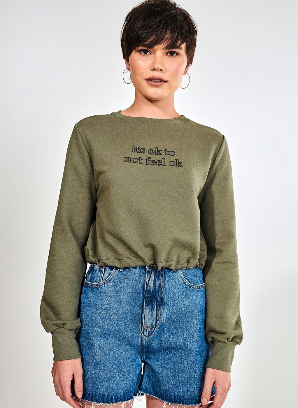 cropped moletom com capuz green