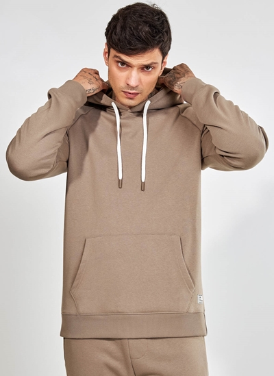 taupe brown moletom com capuz