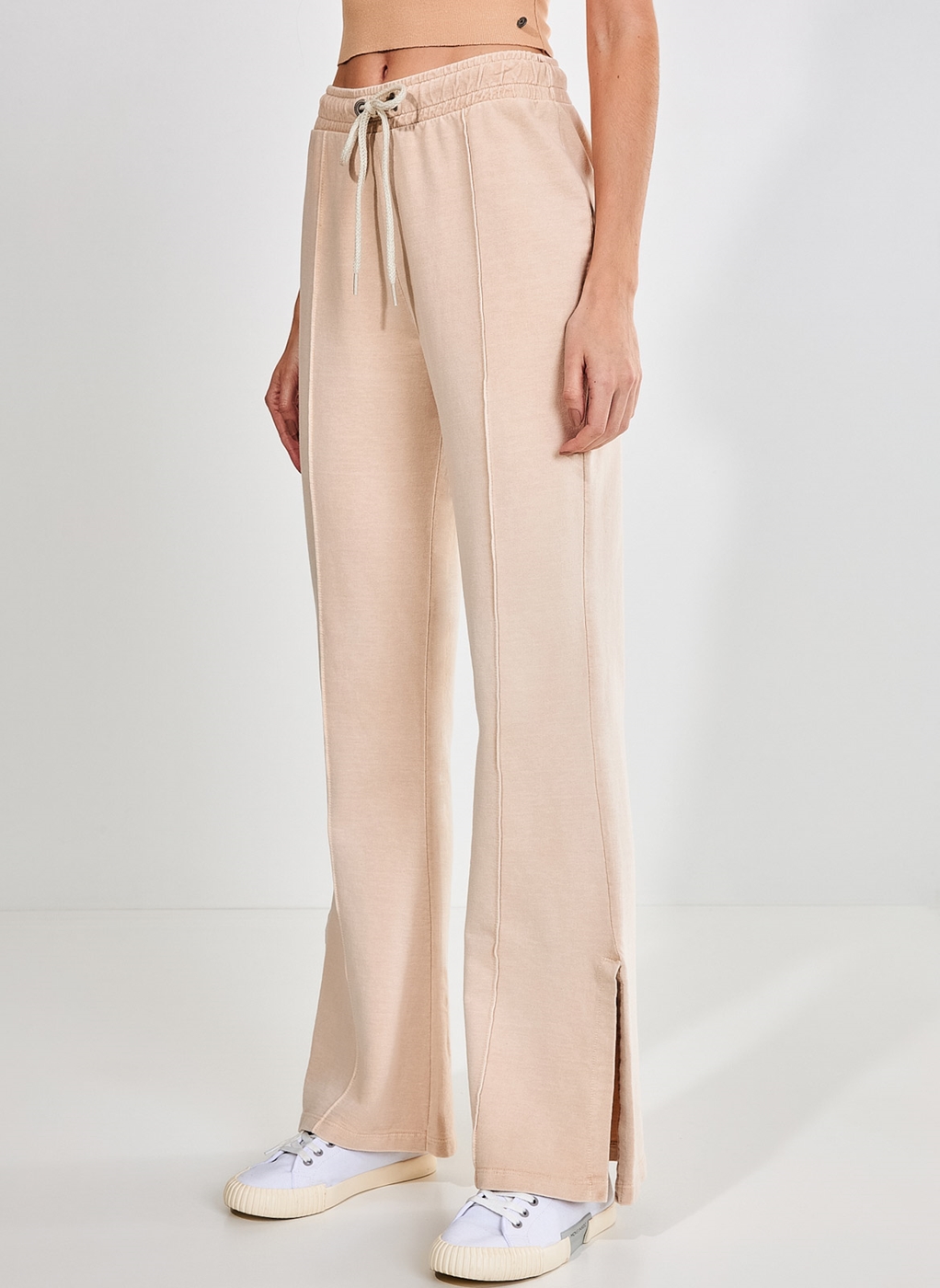 Calça Wide Leg De Moletom Estonado Bege - youcom: vem cá conferir suas  peças favoritas