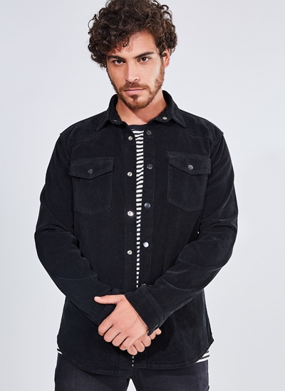 camisa de veludo masculina