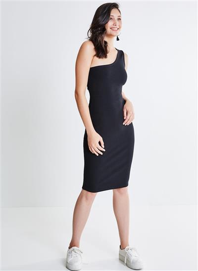vestido tubinho de um ombro só